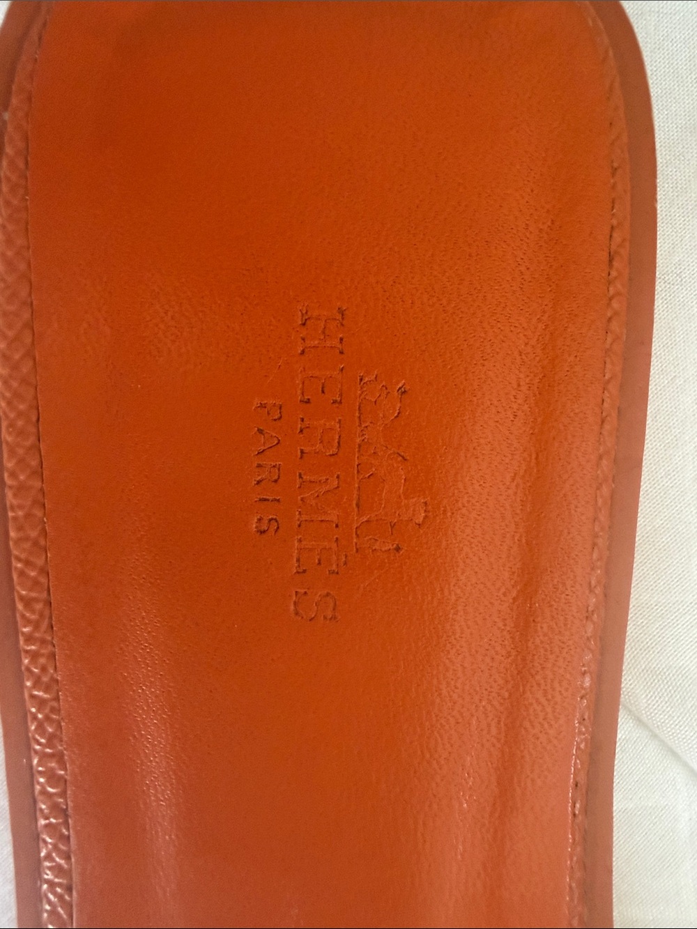 Hermes Orange Leather Slide - Picture 2 of 4